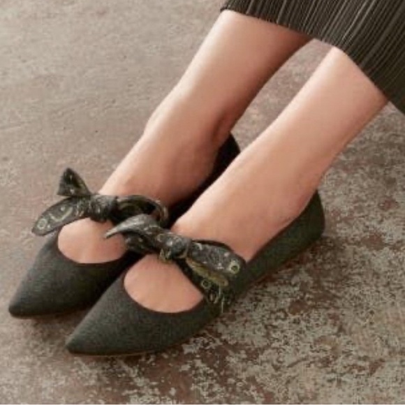 NWT Rothy’s Merino Mary Jane Forest Herringbone Flats Size 7 Peacock Pointed Toe - Picture 2 of 10